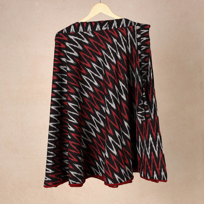 Black - Wrap Around Cotton Pochampally Ikat Skirt