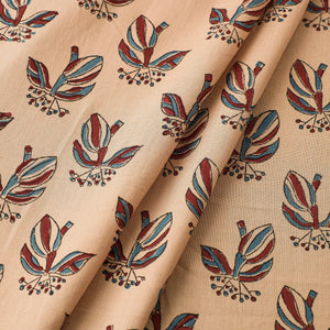 Beige - Mangalgiri Block Printed Handwoven Cotton Fabric