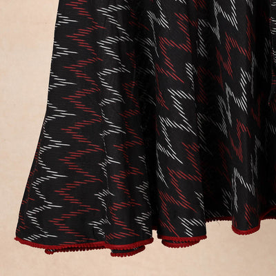 Black - Pochampally Ikat Cotton Wrap Around Skirt