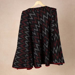 Black - Pochampally Ikat Cotton Wrap Around Skirt
