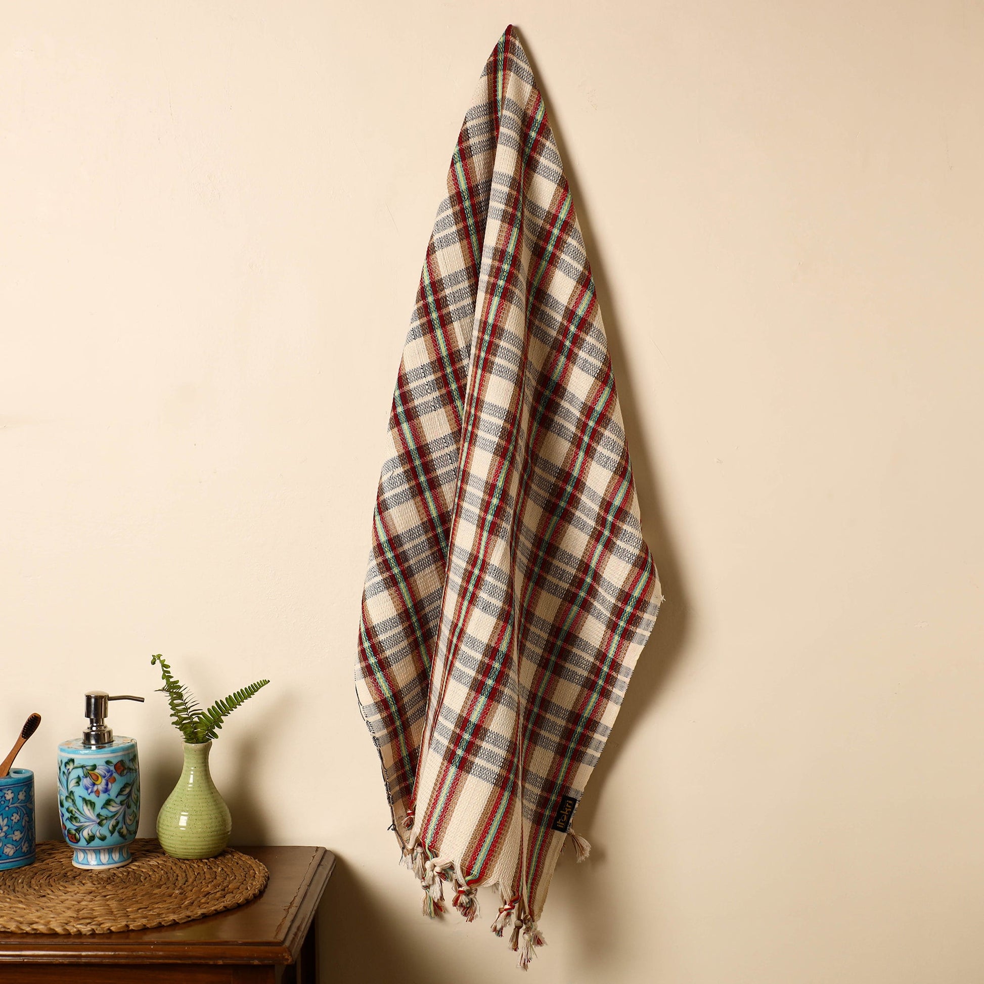 Black - Handloom Fine Cotton Gamcha Bath Towel 14