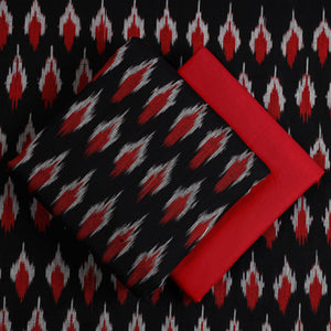 Black - Handloom Cotton 3pc Pochampally Ikat Dress Material 08