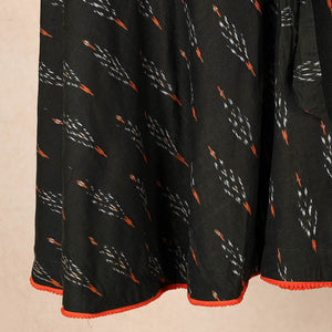Black - Wrap Around Cotton Pochampally Ikat Skirt