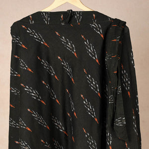 Black - Wrap Around Cotton Pochampally Ikat Skirt
