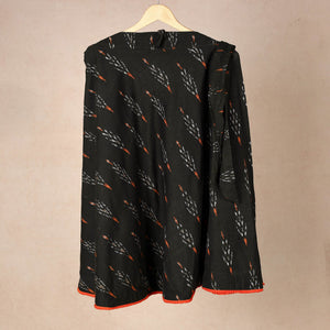 Black - Wrap Around Cotton Pochampally Ikat Skirt