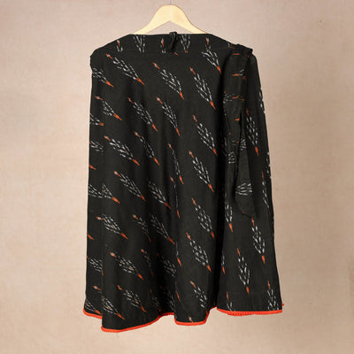 Black - Wrap Around Cotton Pochampally Ikat Skirt