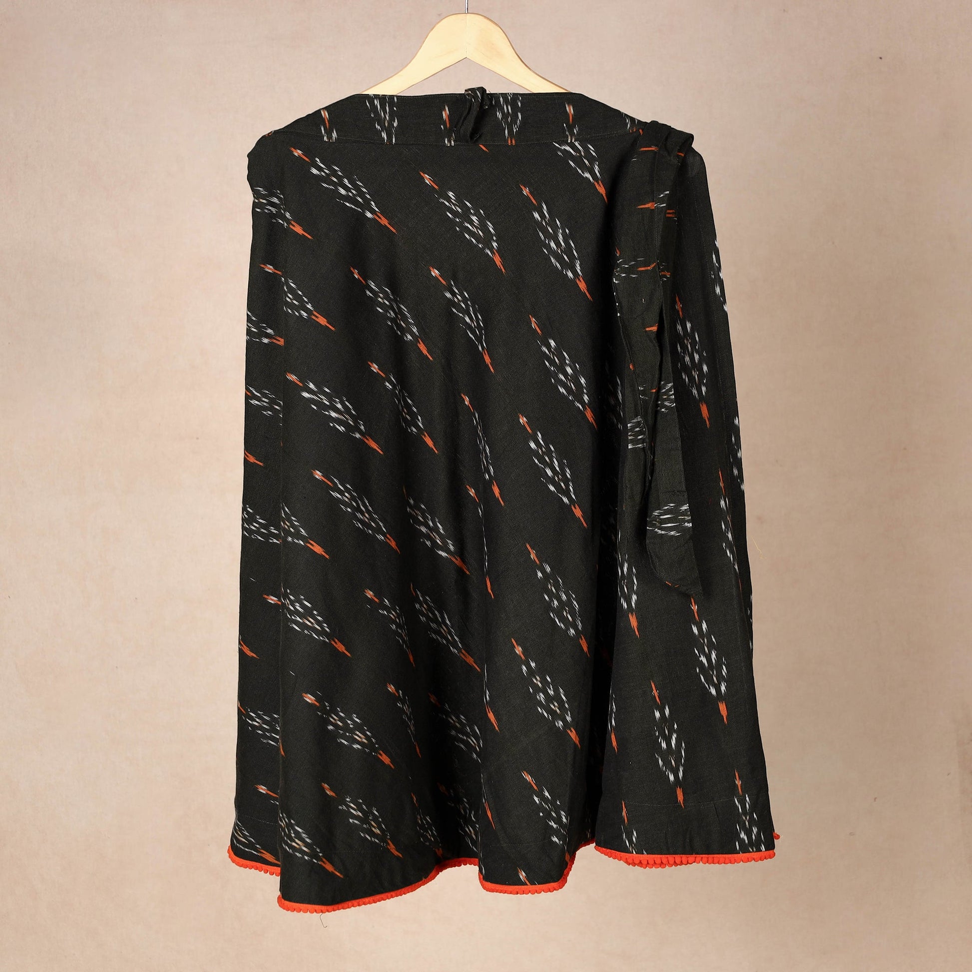 Black - Wrap Around Cotton Pochampally Ikat Skirt