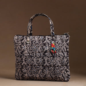 Black - Handcrafted Quilted Cotton Hand Bag 03