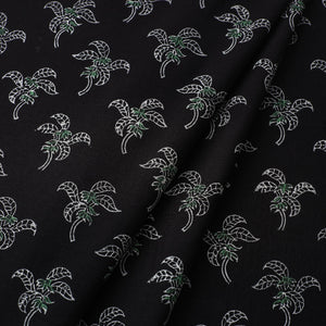 Black - Mangalgiri Block Printed Handwoven Cotton Fabric