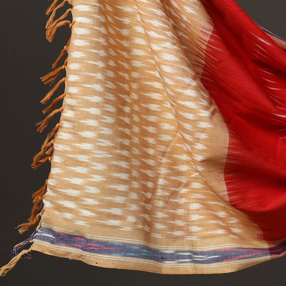 Beige - 3pc Pochampally Ikat Handloom Cotton Suit Material Set 14