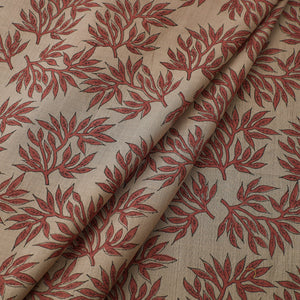 Brown - Mangalgiri Block Printed Handwoven Cotton Fabric