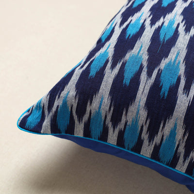 Blue  - Pochampally Ikat Cotton Cushion Cover (16 x 16 in) 01