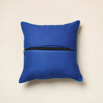 Blue  - Pochampally Ikat Cotton Cushion Cover (16 x 16 in) 01