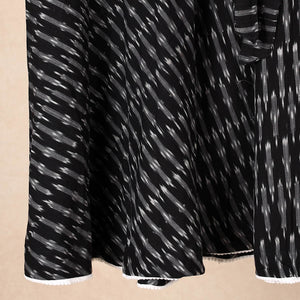Black - Wrap Around Cotton Pochampally Ikat Skirt