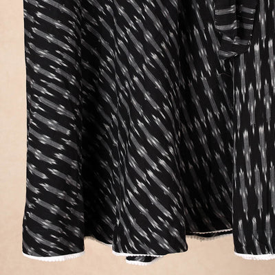 Black - Wrap Around Cotton Pochampally Ikat Skirt