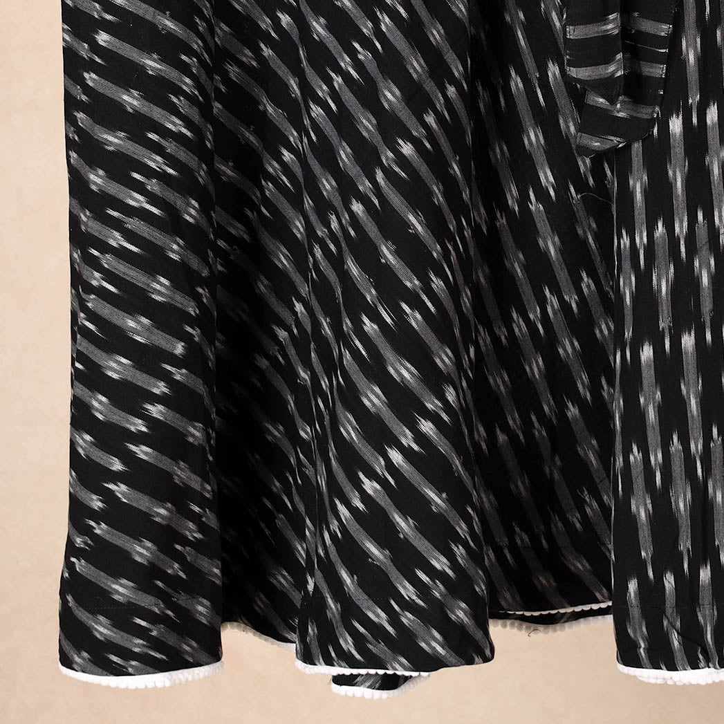 Black - Wrap Around Cotton Pochampally Ikat Skirt