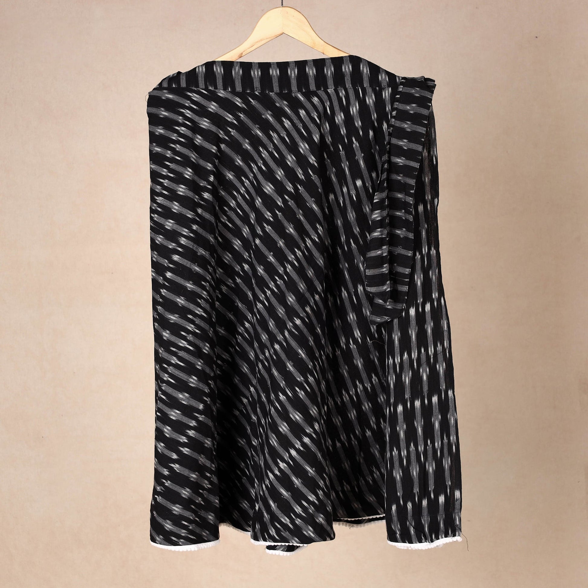 Black - Wrap Around Cotton Pochampally Ikat Skirt