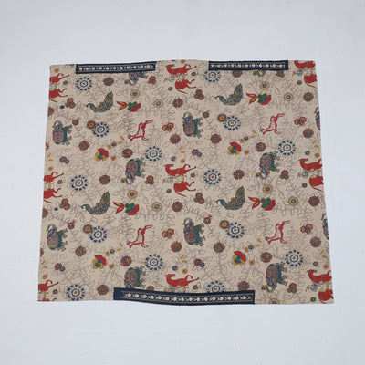 Beige - Zardozi Hand Embroidered Kalamkari Cotton Blouse Piece