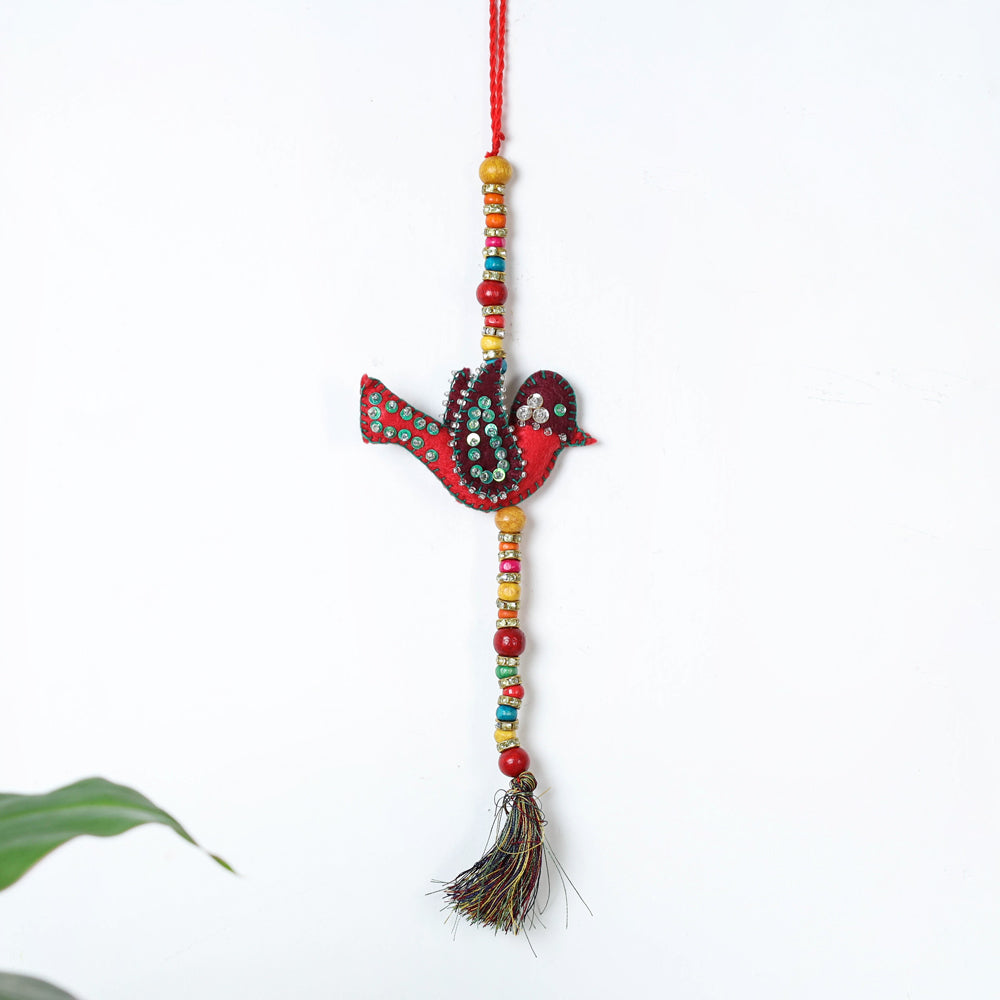 Bird - Handmade Felt & Beadwork Wall Hanging