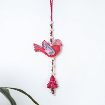 Bird - Handmade Felt & Beadwork Wall Hanging