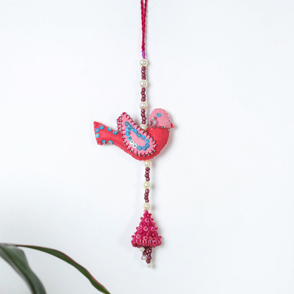 Bird - Handmade Felt & Beadwork Wall Hanging