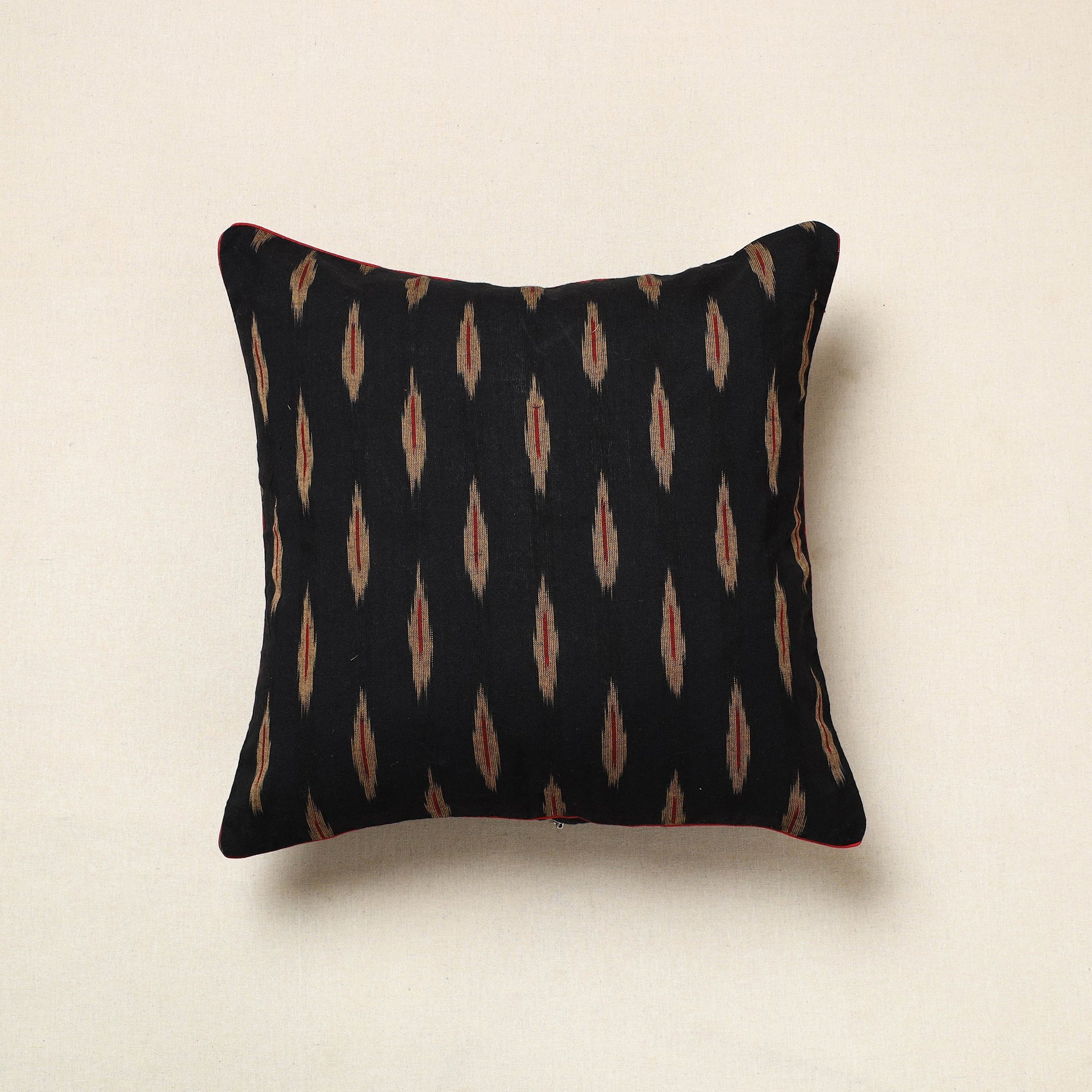 Black - Pochampally Ikat Cotton Cushion Cover (16 x 16 in) 10