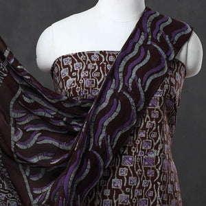 Brown - Kutch Print 3pc Cotton Batik Dress Material 44