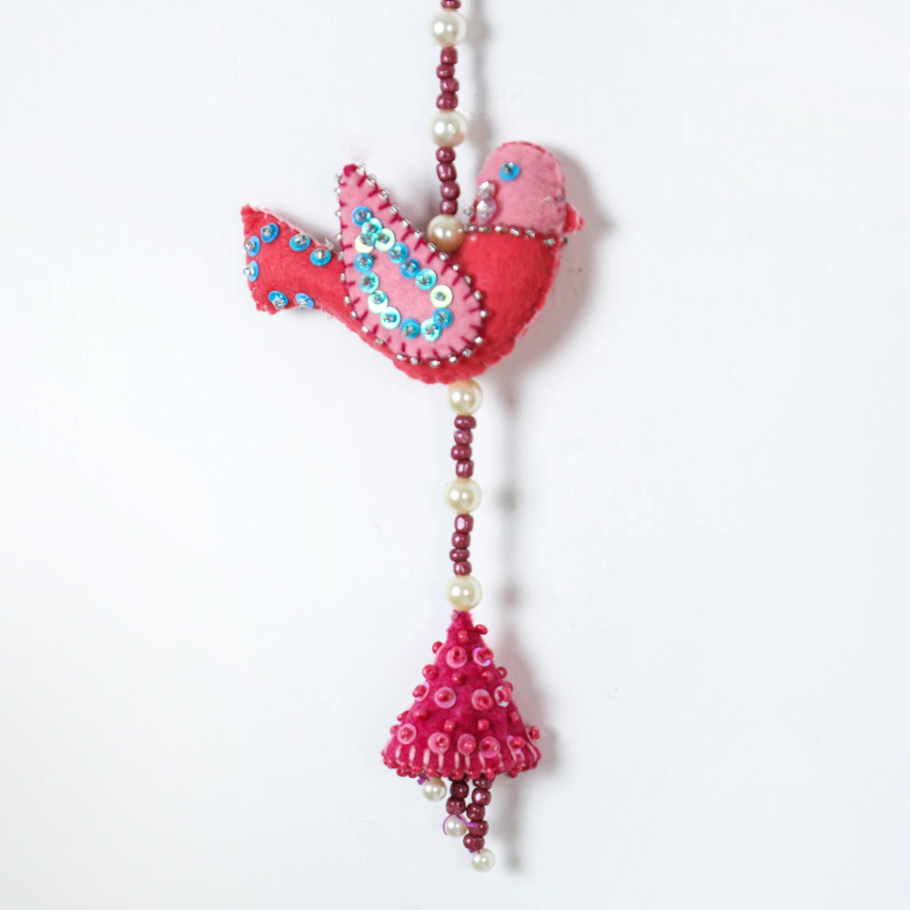 Bird - Handmade Felt & Beadwork Wall Hanging