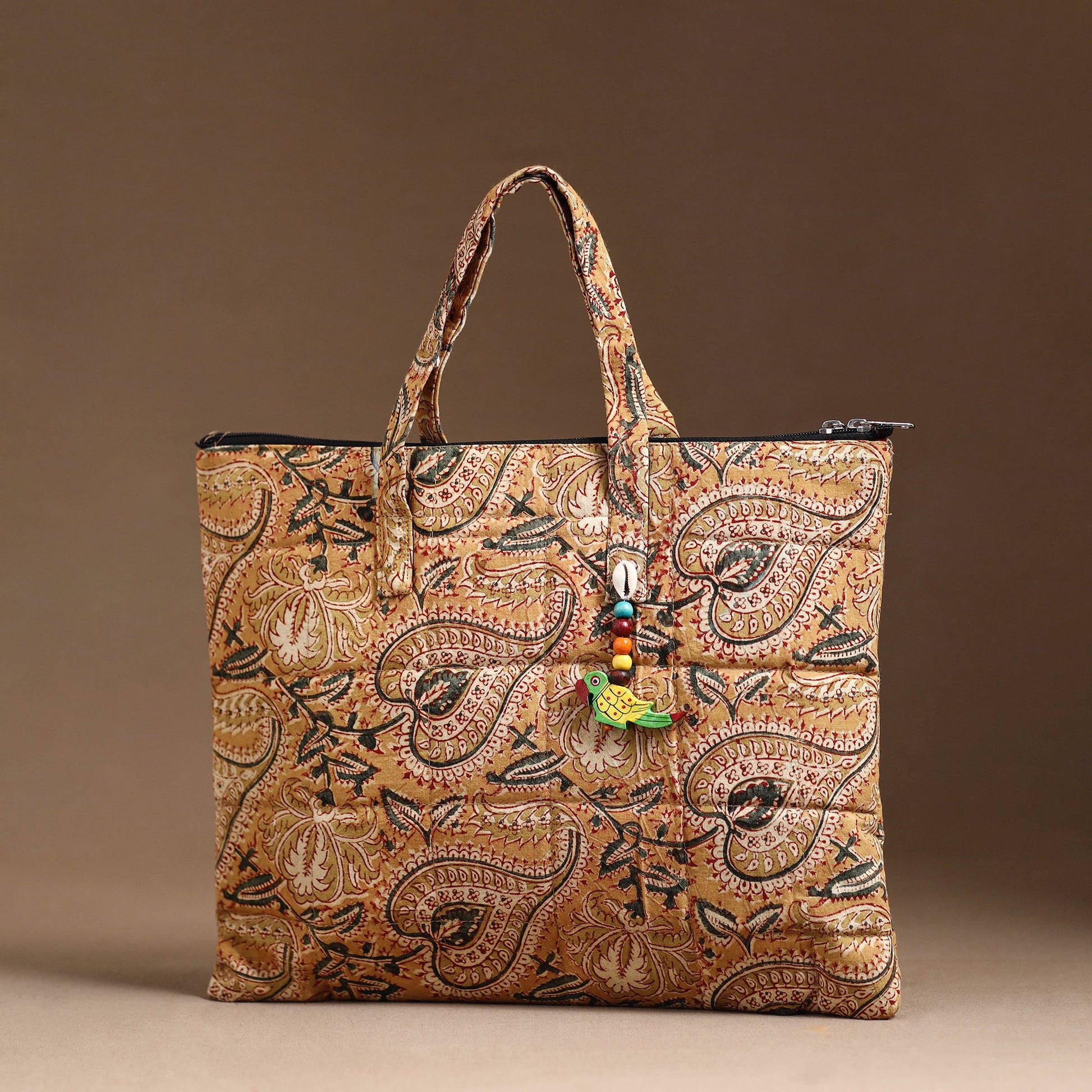 Beige - Handcrafted Quilted Cotton Hand Bag  18
