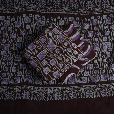 Brown - Kutch Print 3pc Cotton Batik Dress Material 44