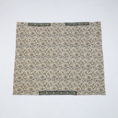 Beige - Zardozi Hand Embroidered Kalamkari Cotton Blouse Piece