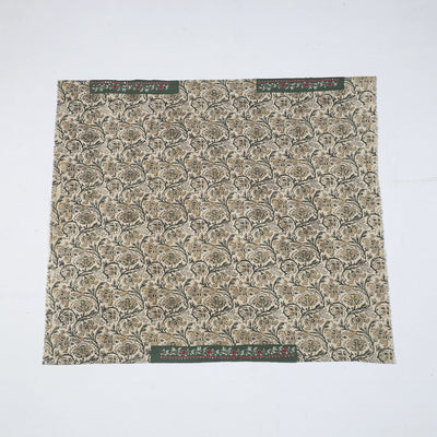 Beige - Zardozi Hand Embroidered Kalamkari Cotton Blouse Piece