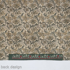 Beige - Zardozi Hand Embroidered Kalamkari Cotton Blouse Piece