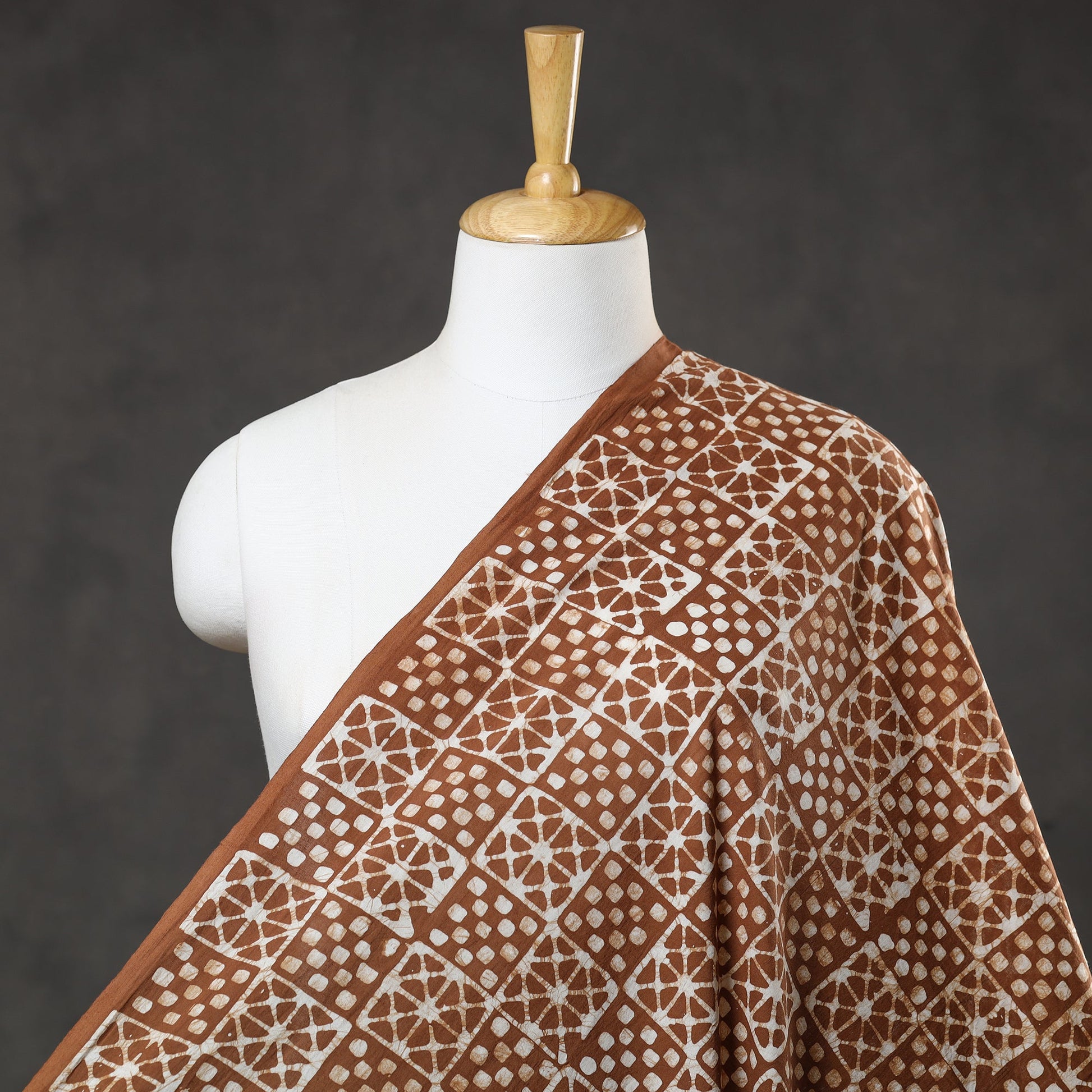 Brown - Hand Printed Cotton Batik Fabric 16