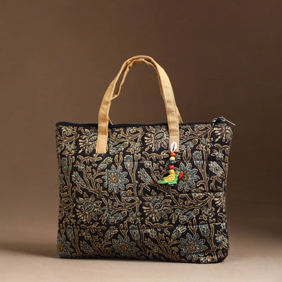 Black - Handcrafted Quilted Cotton Hand Bag  32