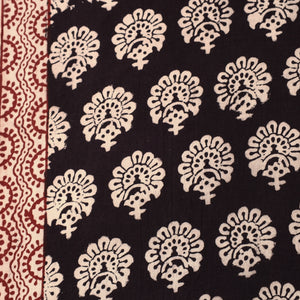 Black - Bagh Hand Block Printed Cotton Fabric
