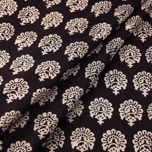 Black - Bagh Hand Block Printed Cotton Fabric