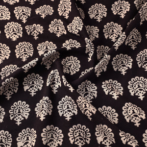 Black - Bagh Hand Block Printed Cotton Fabric