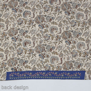 Beige - Zardozi Hand Embroidered Kalamkari Cotton Blouse Piece