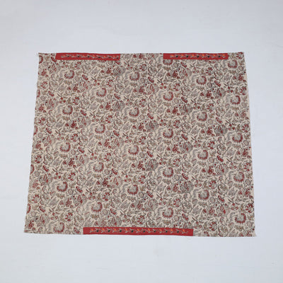 Beige - Zardozi Hand Embroidered Kalamkari Cotton Blouse Piece