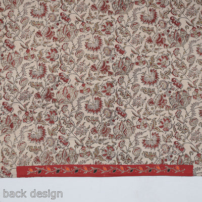 Beige - Zardozi Hand Embroidered Kalamkari Cotton Blouse Piece