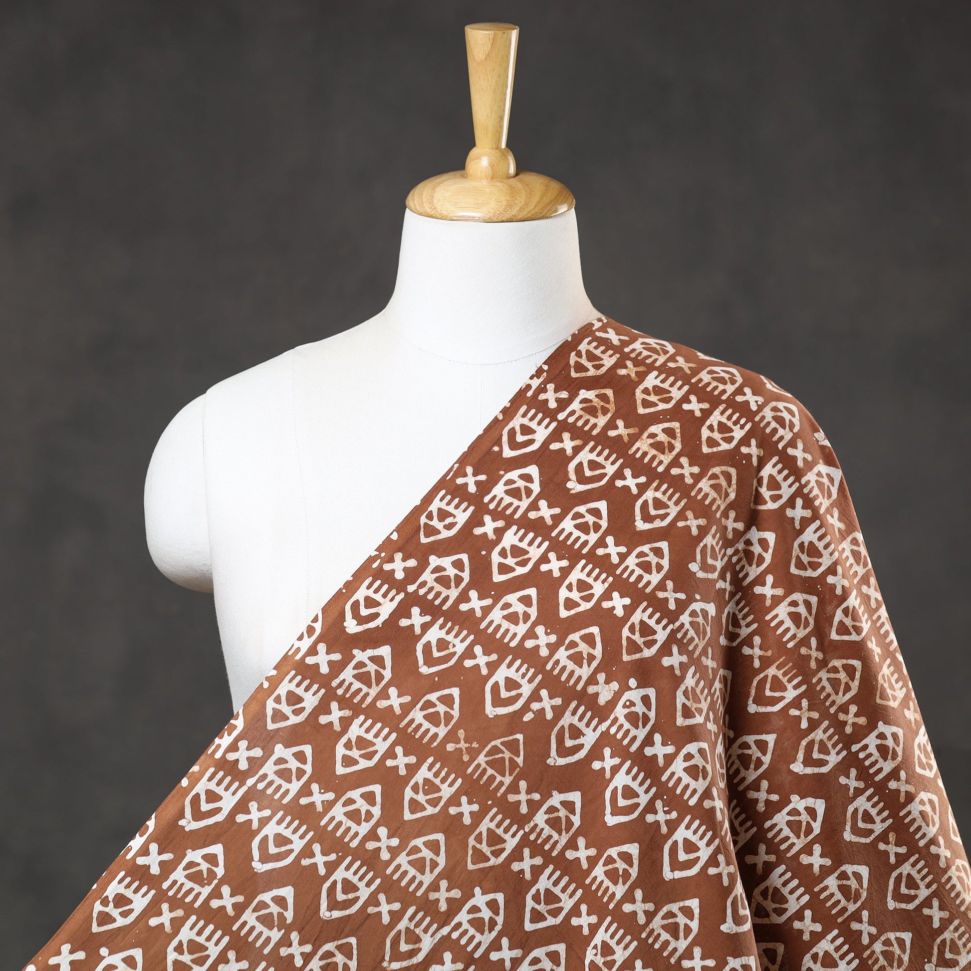 Brown - Hand Printed Cotton Batik Fabric 36