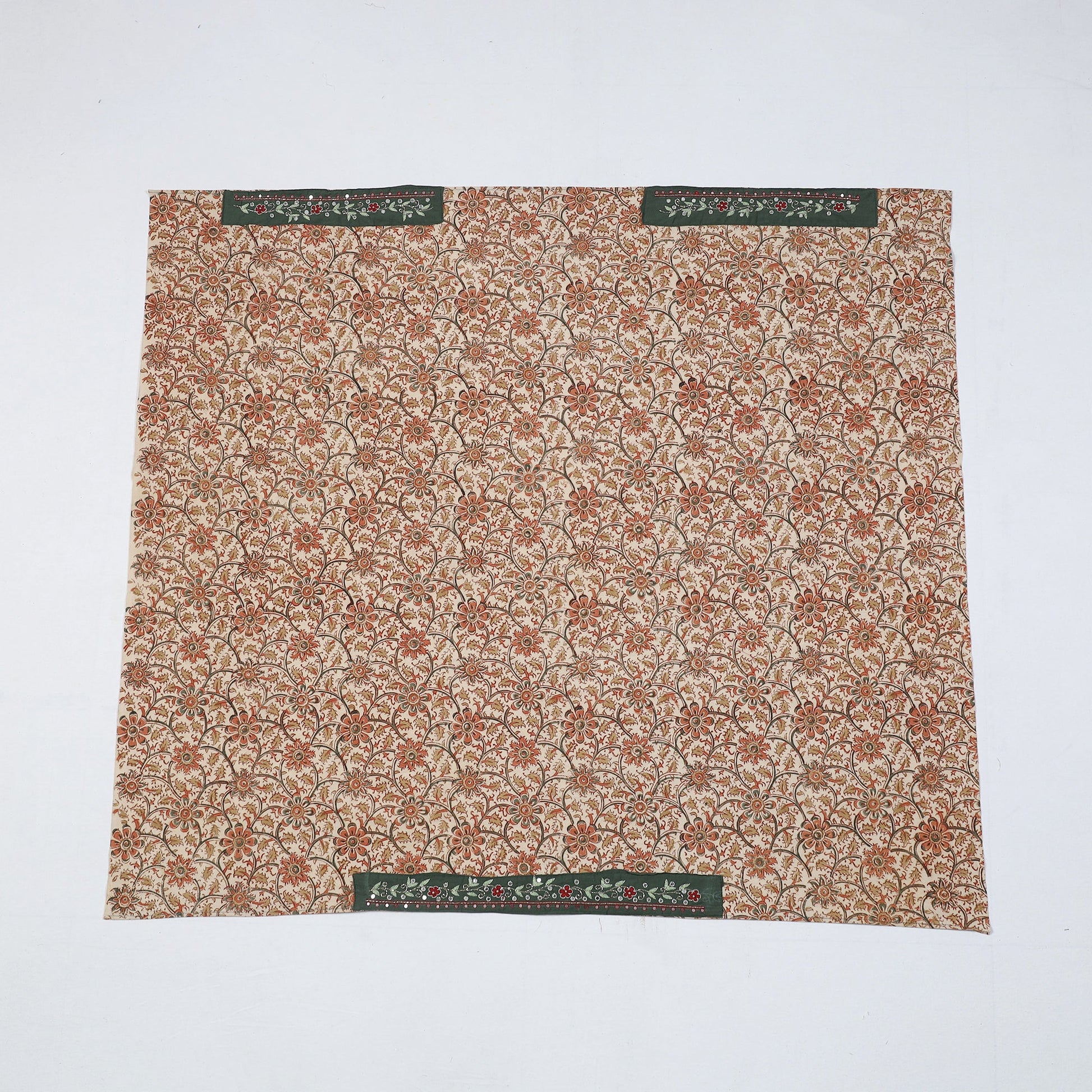 Beige - Zardozi Hand Embroidered Kalamkari Cotton Blouse Piece
