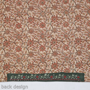 Beige - Zardozi Hand Embroidered Kalamkari Cotton Blouse Piece