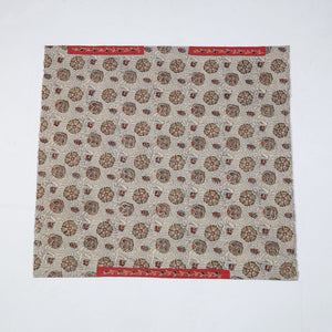 Beige - Zardozi Hand Embroidered Kalamkari Cotton Blouse Piece