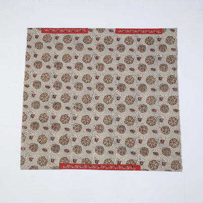 Beige - Zardozi Hand Embroidered Kalamkari Cotton Blouse Piece