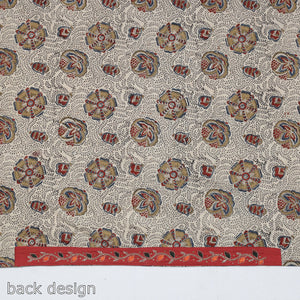 Beige - Zardozi Hand Embroidered Kalamkari Cotton Blouse Piece