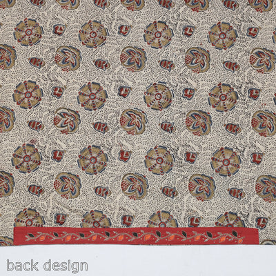 Beige - Zardozi Hand Embroidered Kalamkari Cotton Blouse Piece