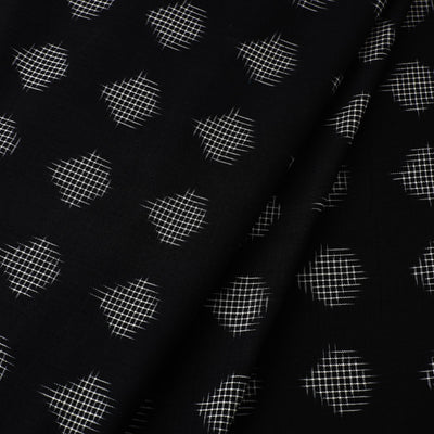 Black - Handloom Cotton Pochampally Double Ikat Fabric