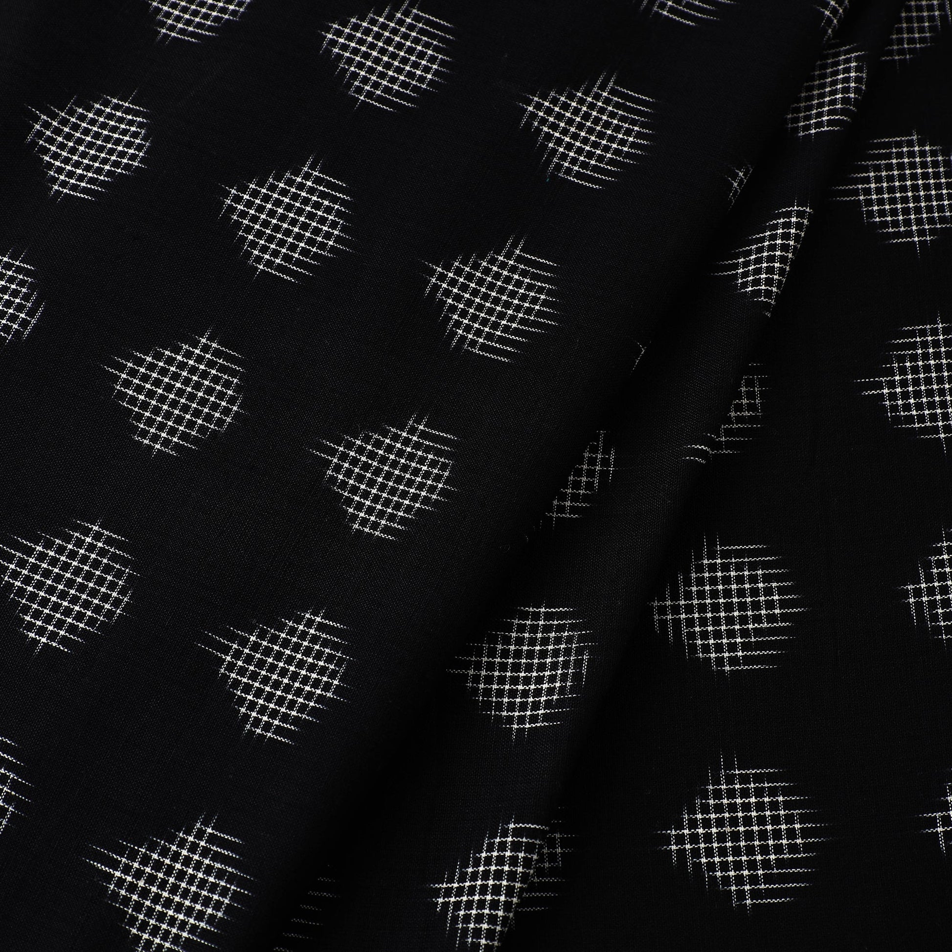 Black - Handloom Cotton Pochampally Double Ikat Fabric